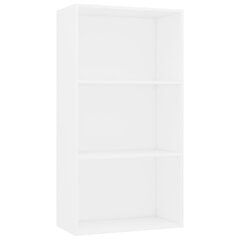 vidaXL 3-līmeņu grāmatu plaukts, balts, 60x30x114 cm, skaidu plāksne cena un informācija | Plaukti | 220.lv