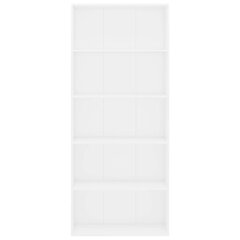 vidaXL 5-līmeņu grāmatu plaukts, balts, 80x30x189 cm, skaidu plāksne cena un informācija | Plaukti | 220.lv
