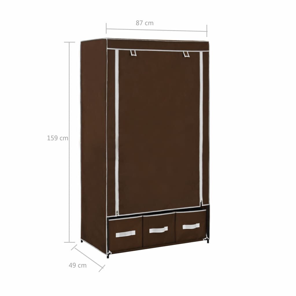 vidaXL skapis, 87x49x159 cm, brūns audums цена и информация | Skapji | 220.lv