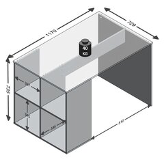 FMD rakstāmgalds ar sānu plauktiem, 117x73x75 cm, betona krāsā cena un informācija | Datorgaldi, rakstāmgaldi, biroja galdi | 220.lv