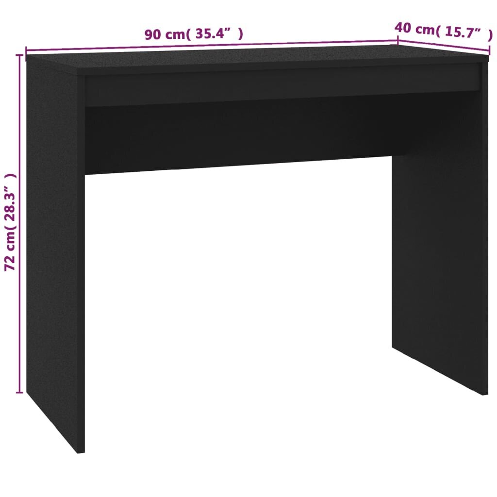 vidaXL rakstāmgalds, 90x40x72 cm, skaidu plāksne, melns cena un informācija | Datorgaldi, rakstāmgaldi, biroja galdi | 220.lv