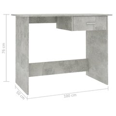 vidaXL rakstāmgalds, 100x50x76 cm, skaidu plāksne, betona pelēks cena un informācija | Datorgaldi, rakstāmgaldi, biroja galdi | 220.lv