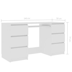 vidaXL rakstāmgalds, balts, 140x50x77 cm, skaidu plāksne цена и информация | Компьютерные, письменные столы | 220.lv