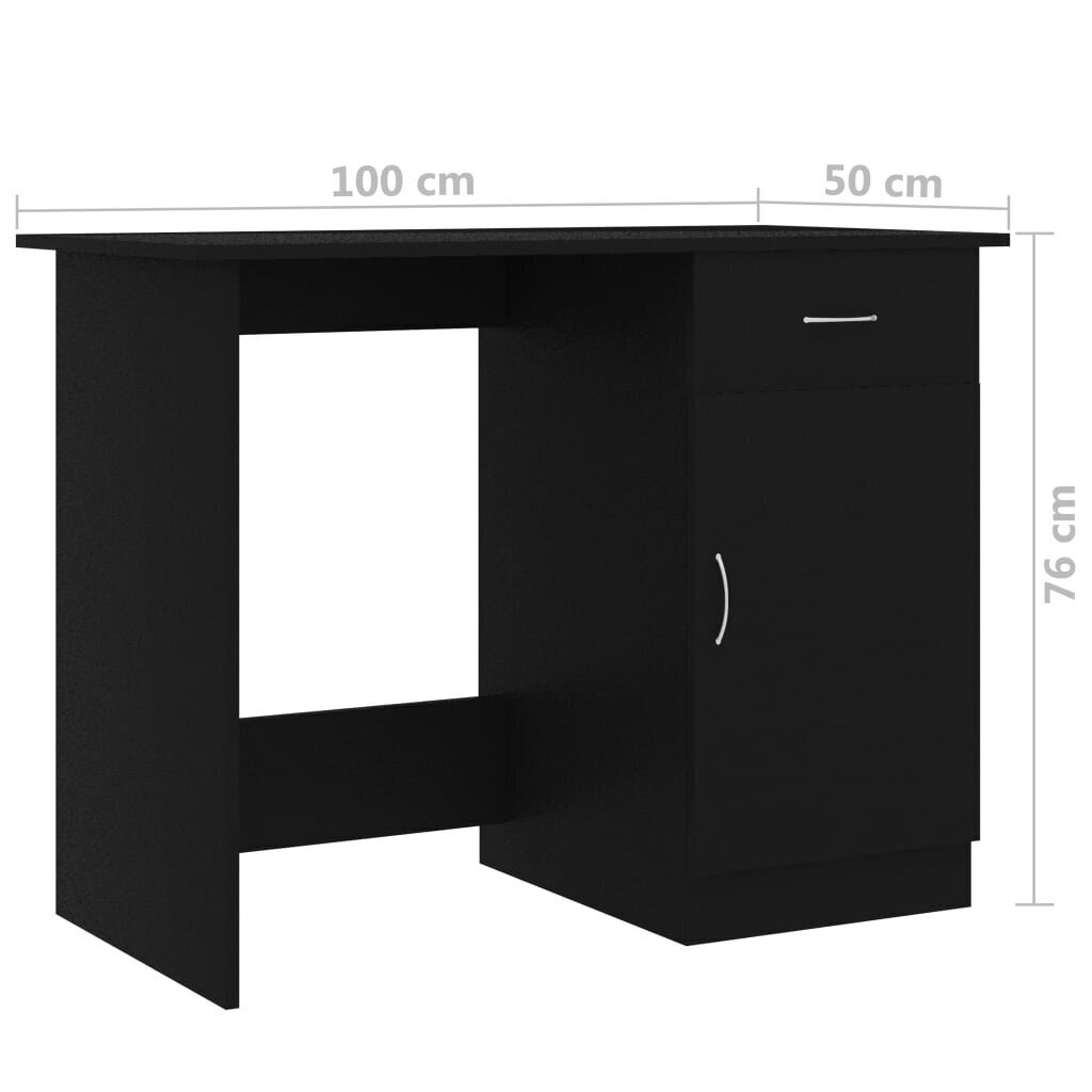vidaXL rakstāmgalds, melns, 100x50x76 cm, skaidu plāksne цена и информация | Datorgaldi, rakstāmgaldi, biroja galdi | 220.lv