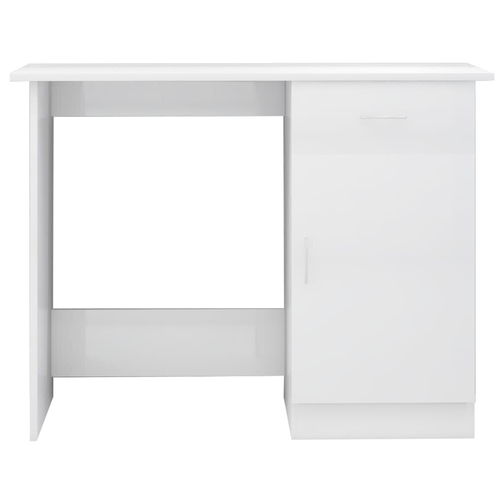 vidaXL rakstāmgalds, spīdīgi balts, 100x50x76 cm, skaidu plāksne cena un informācija | Datorgaldi, rakstāmgaldi, biroja galdi | 220.lv