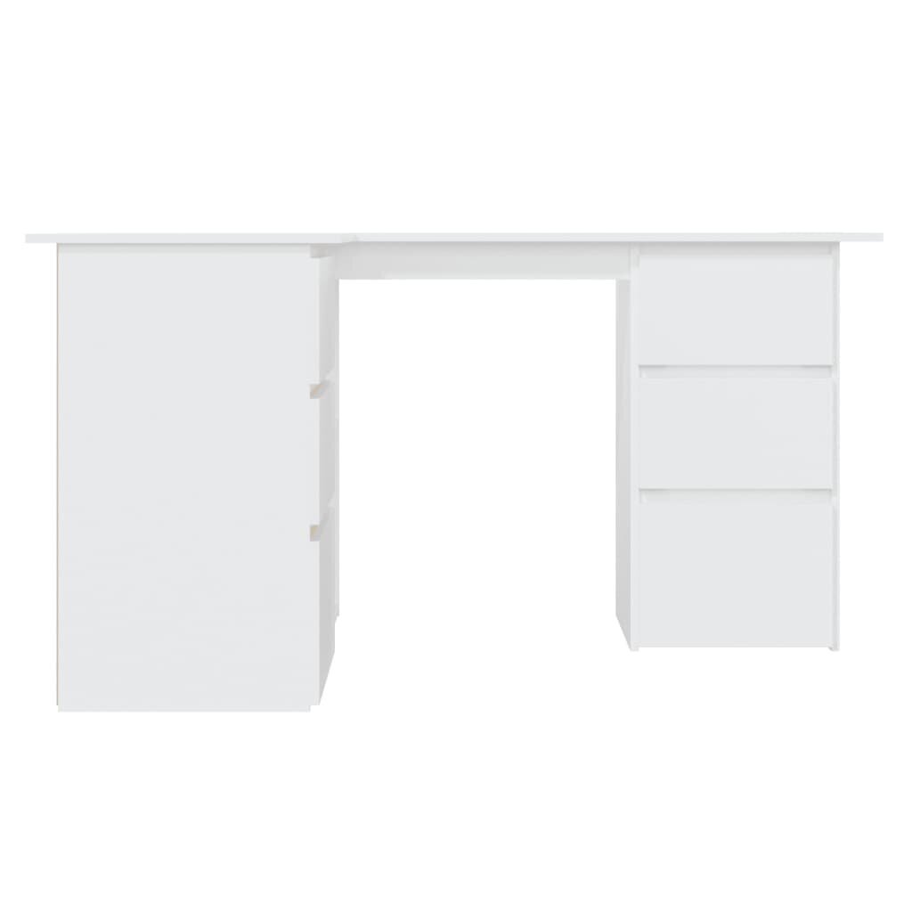 vidaXL stūra rakstāmgalds, balts, 145x100x76 cm, skaidu plāksne цена и информация | Datorgaldi, rakstāmgaldi, biroja galdi | 220.lv