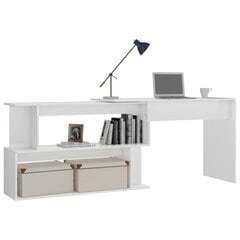 Угловой стол, 4 полки, белый цена и информация | Компьютерные, письменные столы | 220.lv