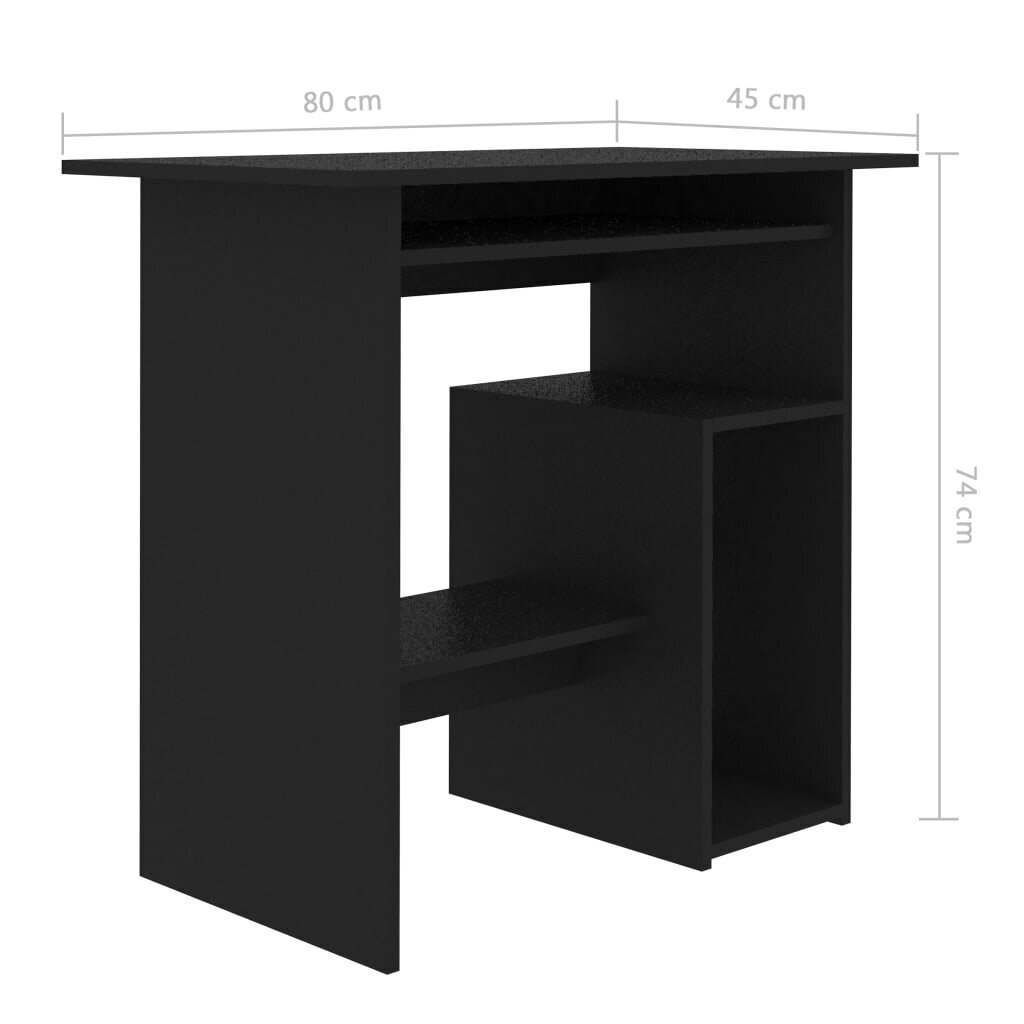 vidaXL rakstāmgalds, melns, 80x45x74 cm, skaidu plāksne цена и информация | Datorgaldi, rakstāmgaldi, biroja galdi | 220.lv