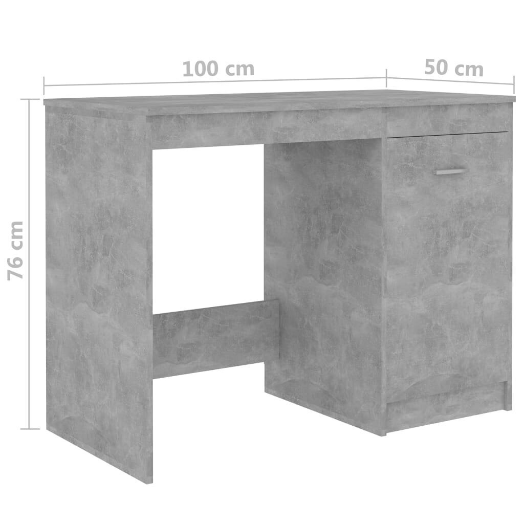 vidaXL rakstāmgalds, betona pelēks, 100x50x76 cm, skaidu plāksne цена и информация | Datorgaldi, rakstāmgaldi, biroja galdi | 220.lv