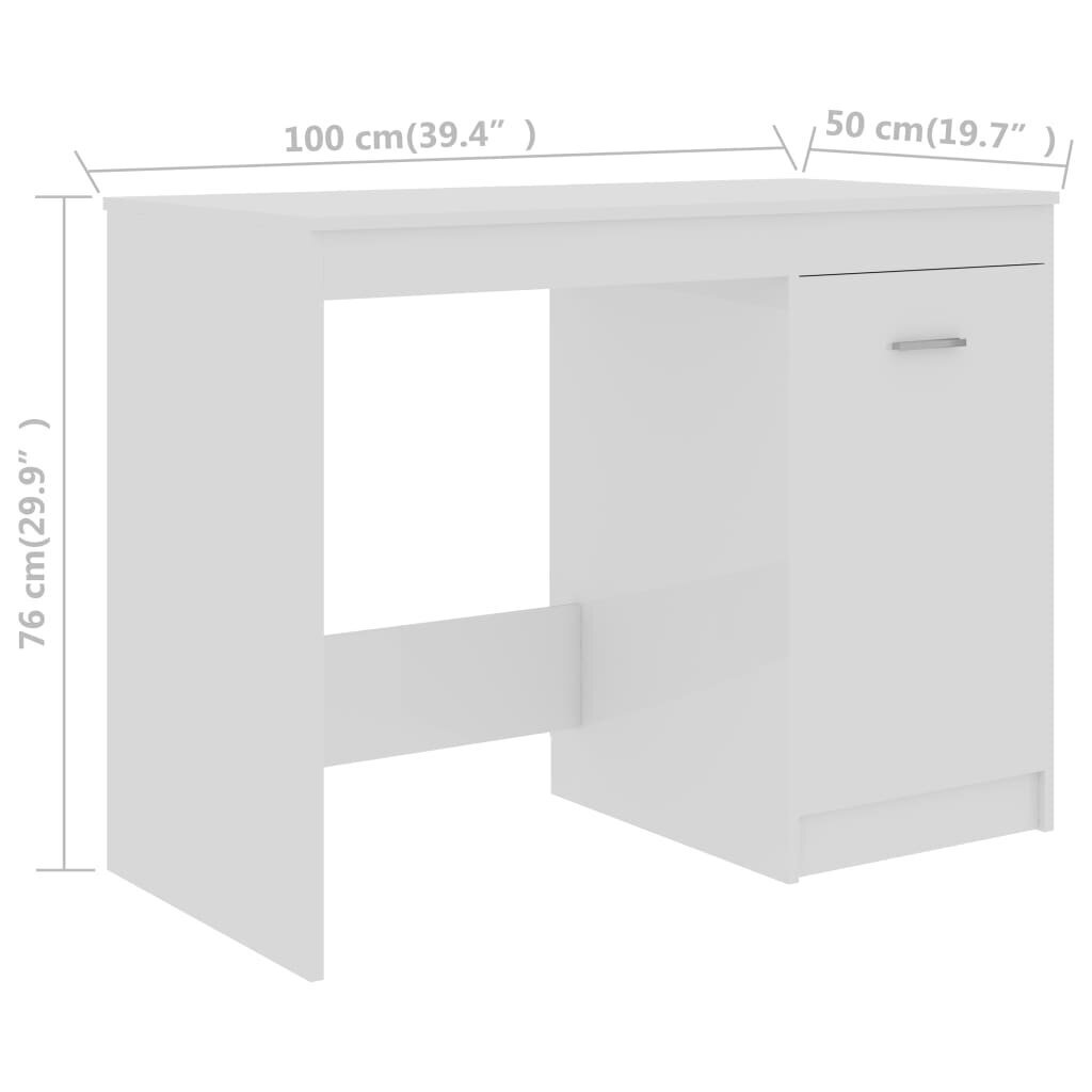 vidaXL rakstāmgalds, spīdīgi balts, 100x50x76 cm, skaidu plāksne cena un informācija | Datorgaldi, rakstāmgaldi, biroja galdi | 220.lv