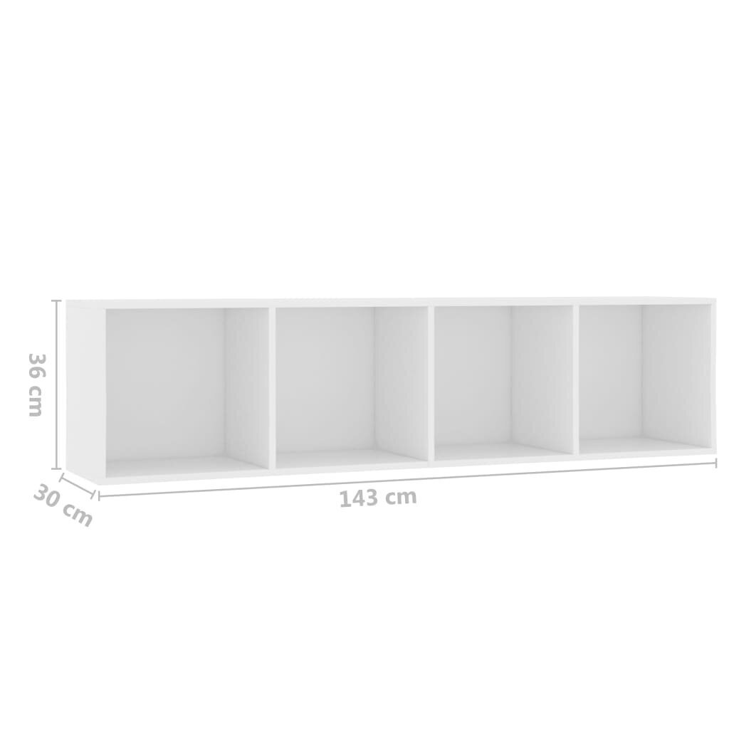 vidaXL grāmatu plaukts, 143x30x36 cm, balts cena un informācija | TV galdiņi | 220.lv