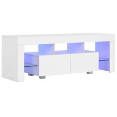 vidaXL TV galdiņš ar LED lampiņām, 130x35x45 cm, spīdīgi balts цена и информация | Тумбы под телевизор | 220.lv