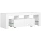vidaXL TV galdiņš ar LED lampiņām, 130x35x45 cm, spīdīgi balts cena un informācija | TV galdiņi | 220.lv