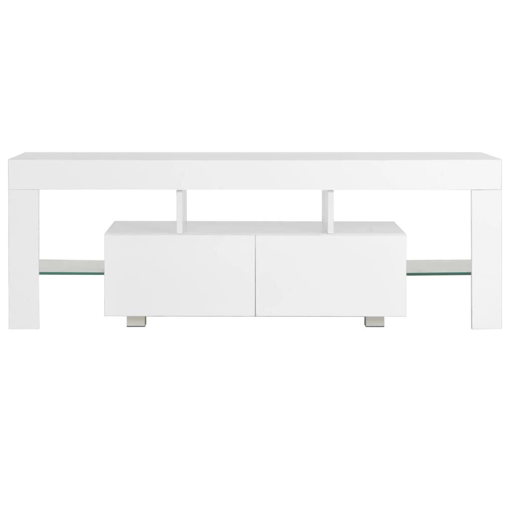 vidaXL TV galdiņš ar LED lampiņām, 130x35x45 cm, spīdīgi balts cena un informācija | TV galdiņi | 220.lv