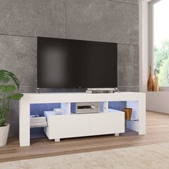 vidaXL TV galdiņš ar LED lampiņām, 130x35x45 cm, spīdīgi balts цена и информация | Тумбы под телевизор | 220.lv