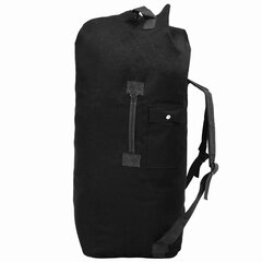 vidaXL ceļojuma soma, armijas stils, 85 L, melna цена и информация | Спортивные сумки и рюкзаки | 220.lv