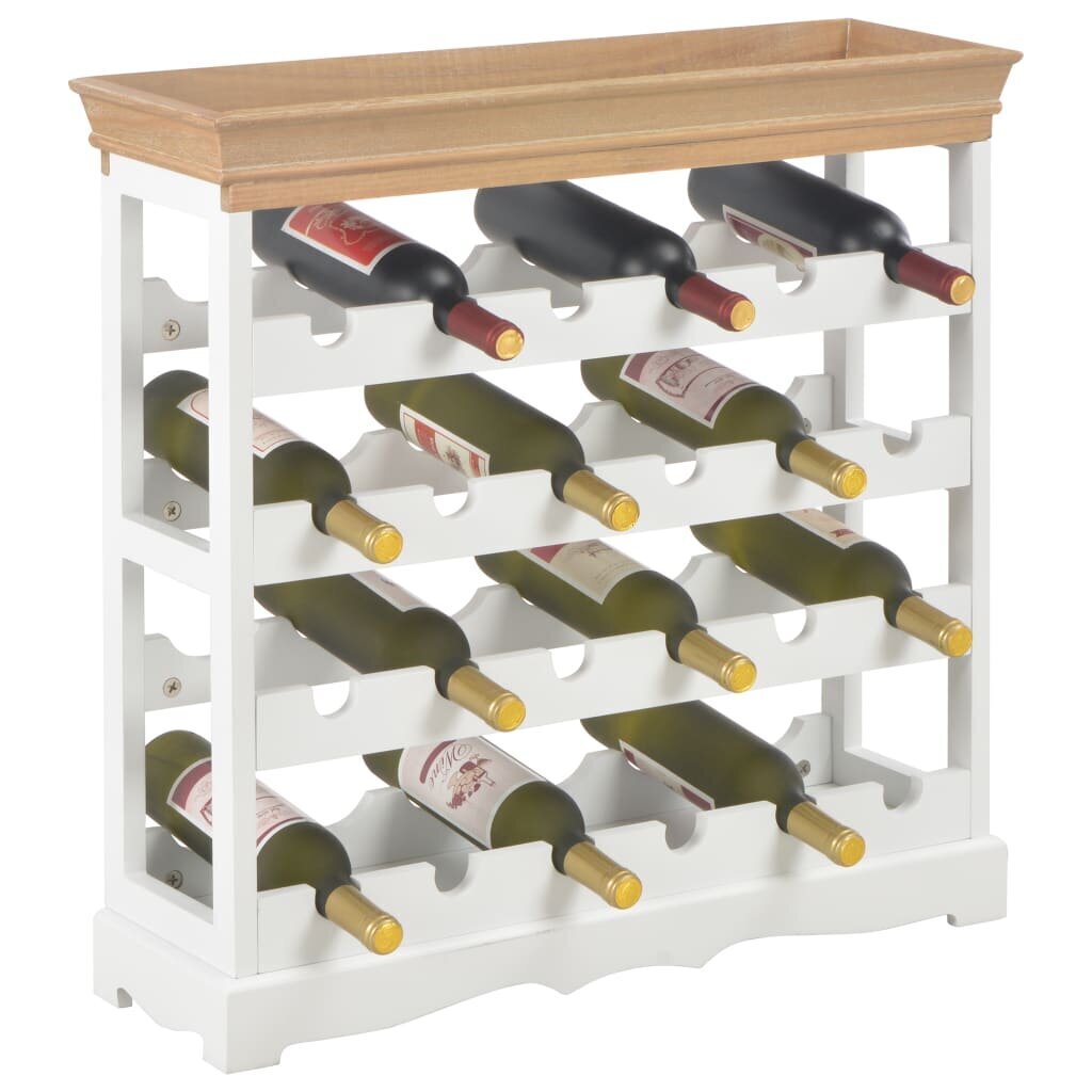 vidaXL vīna pudeļu plaukts, 70x22,5x70,5 cm, balts MDF cena un informācija | Virtuves piederumi | 220.lv
