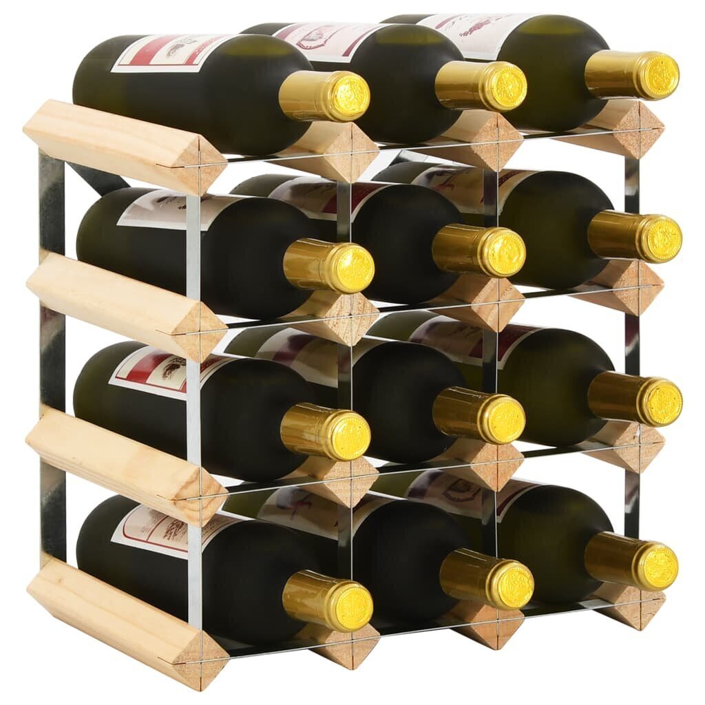 vidaXL vīna pudeļu statīvs 12 pudelēm, priedes masīvkoks цена и информация | Virtuves piederumi | 220.lv