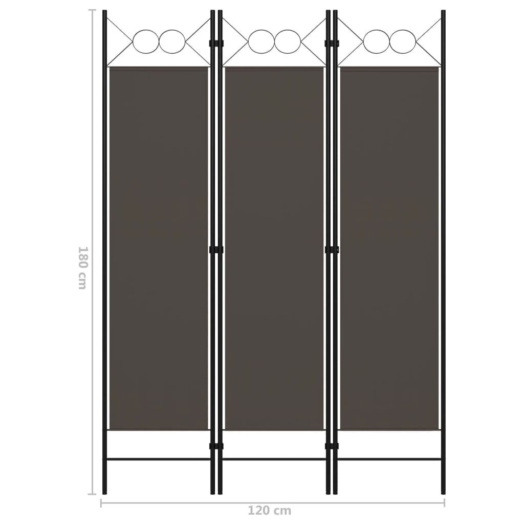 vidaXL 3-paneļu istabas aizslietnis, antracītpelēks, 120x180 cm цена и информация | Aizslietņi | 220.lv