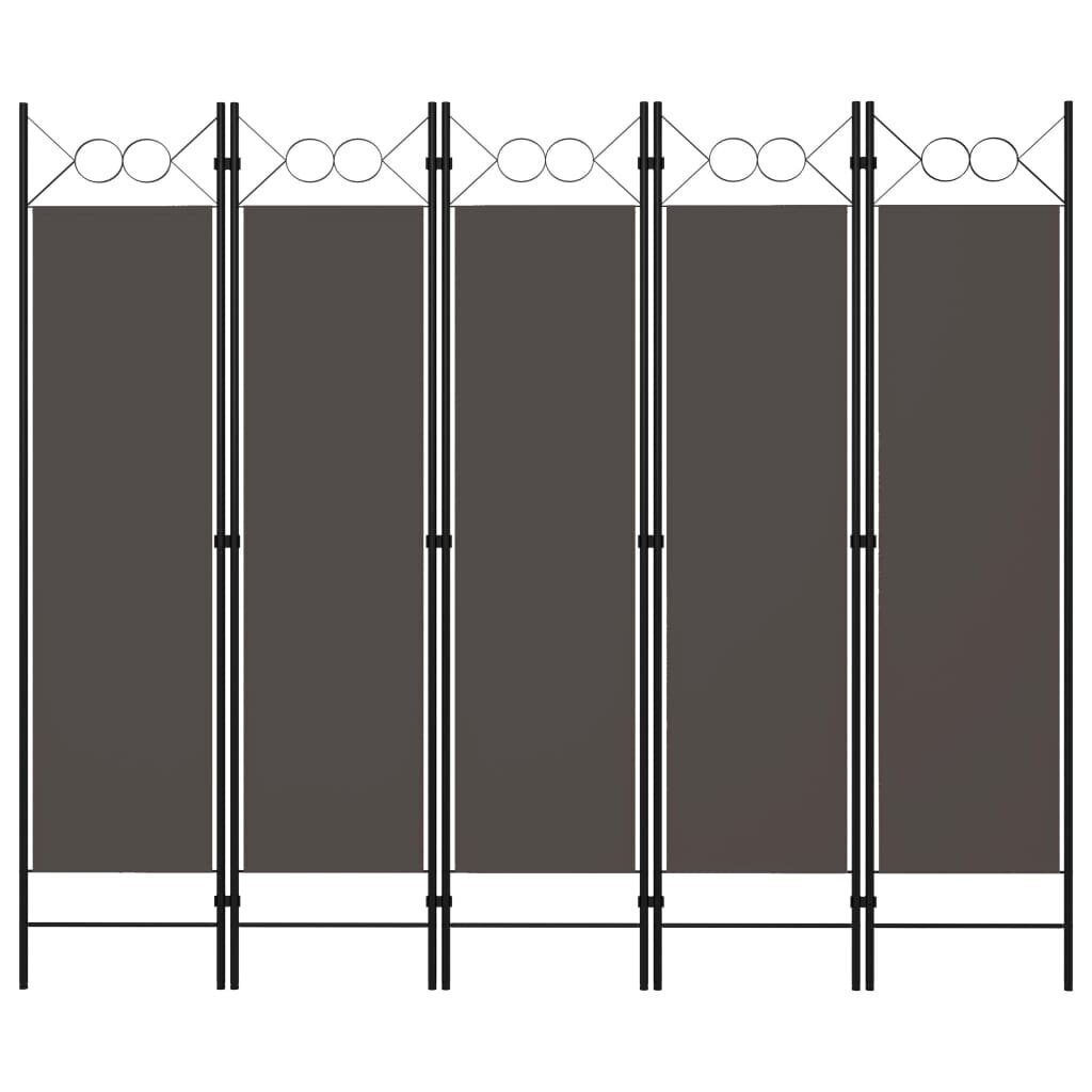 vidaXL 5-paneļu istabas aizslietnis, antracītpelēks, 200x180 cm cena un informācija | Aizslietņi | 220.lv