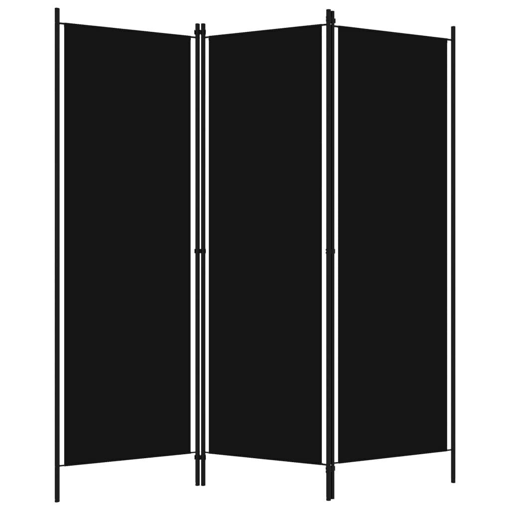 vidaXL 3-paneļu istabas aizslietnis, melns, 150x180 cm цена и информация | Aizslietņi | 220.lv
