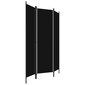 vidaXL 3-paneļu istabas aizslietnis, melns, 150x180 cm cena un informācija | Aizslietņi | 220.lv
