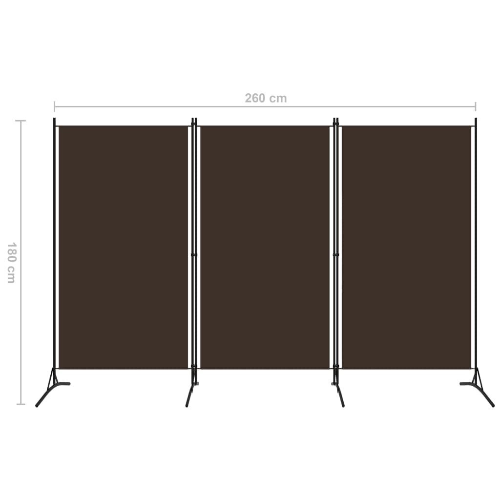 vidaXL 3-paneļu istabas aizslietnis, brūns, 260x180 cm цена и информация | Aizslietņi | 220.lv