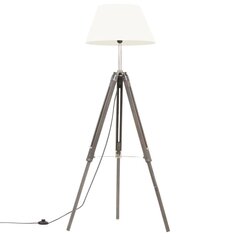 vidaXL grīdas lampa uz statīva, pelēka, balta, masīvs tīkkoks, 141 cm cena un informācija | Stāvlampas | 220.lv