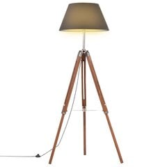 vidaXL grīdas lampa uz statīva, brūna, melna, masīvs tīkkoks, 141 cm cena un informācija | Stāvlampas | 220.lv