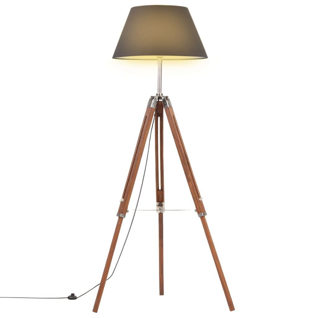 vidaXL grīdas lampa uz statīva, brūna, melna, masīvs tīkkoks, 141 cm цена и информация | Stāvlampas | 220.lv
