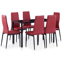 Комплект мебели для столовой, из 7 частей, красный цена и информация | Комплекты мебели для столовой | 220.lv