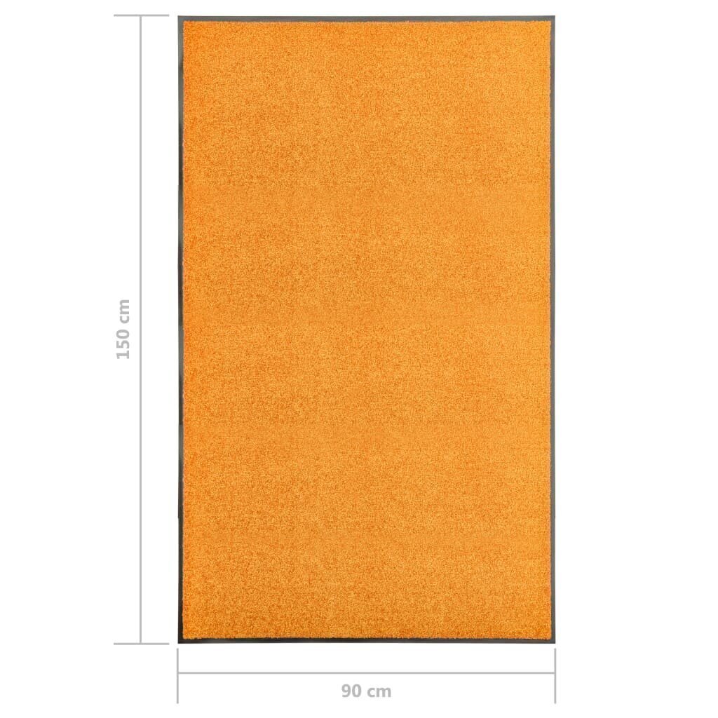 vidaXL durvju paklājs, mazgājams, oranžs, 90x150 cm cena un informācija | Kājslauķi | 220.lv