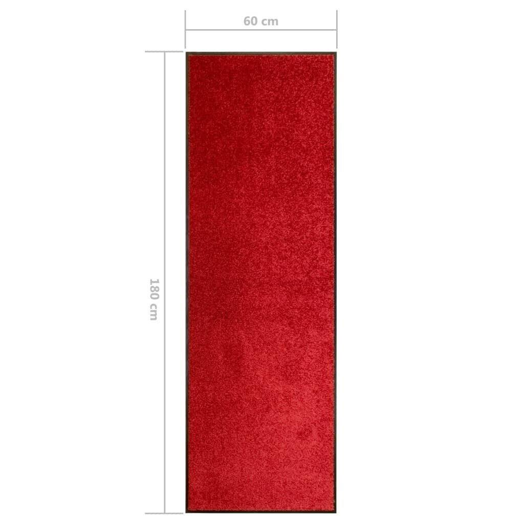 vidaXL durvju paklājs, mazgājams, sarkans, 60x180 cm cena un informācija | Kājslauķi | 220.lv