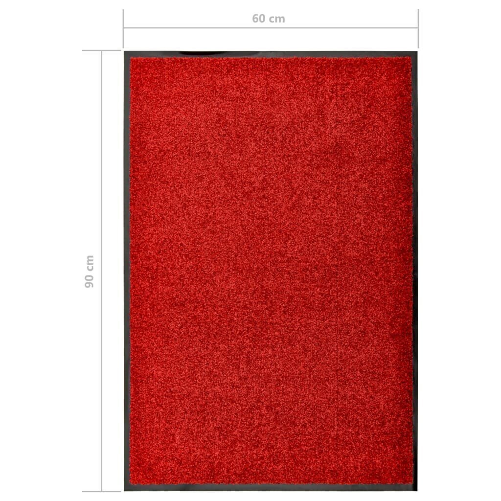 vidaXL durvju paklājs, mazgājams, sarkans, 60x90 cm cena un informācija | Kājslauķi | 220.lv