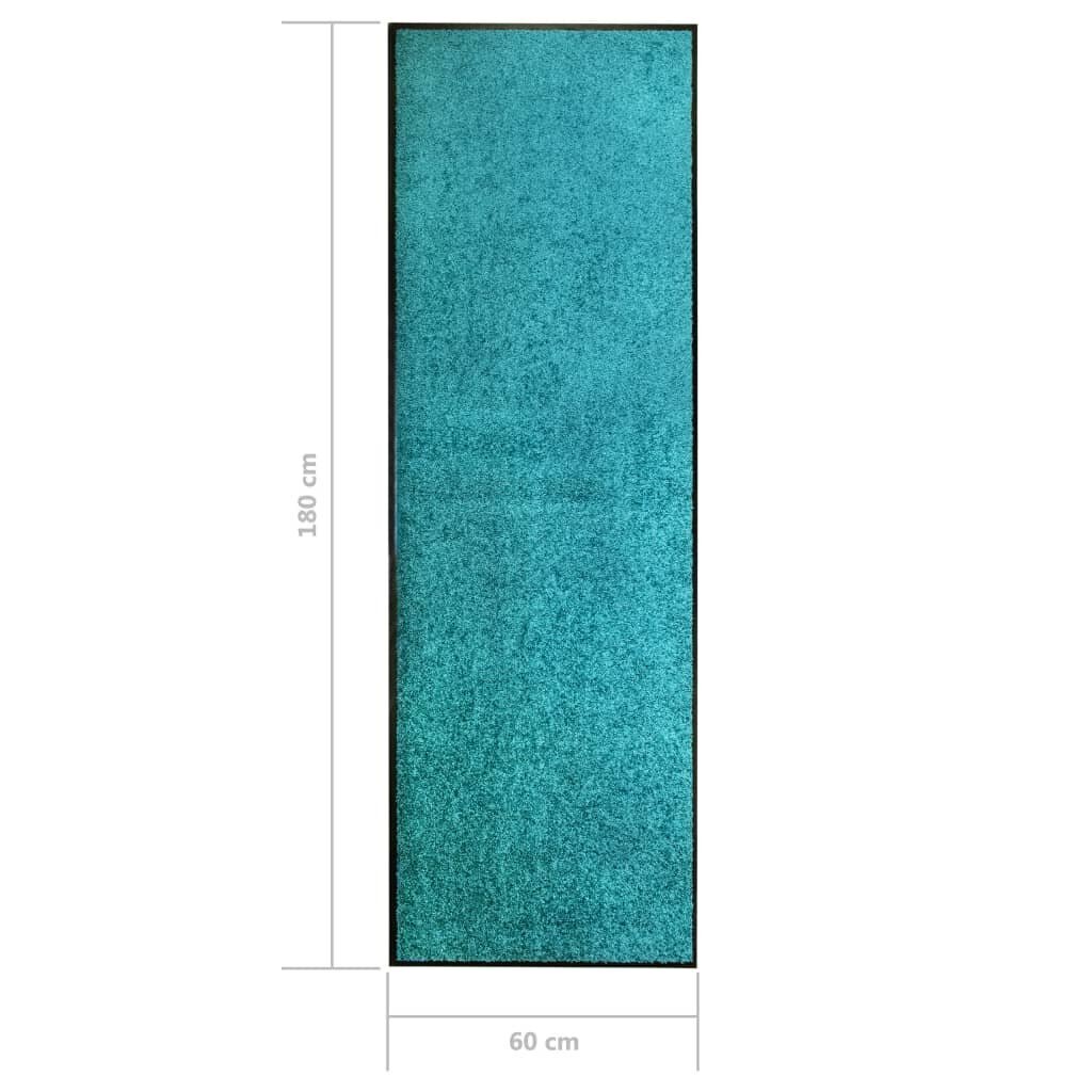 vidaXL durvju paklājs, mazgājams, ciānkrāsā, 60x180 cm cena un informācija | Kājslauķi | 220.lv