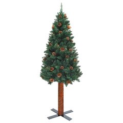vidaXL Ziemassvētku egle, dabīgs koks, čiekuri, zaļa, 180 cm, PVC цена и информация | Искусственные елки | 220.lv