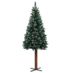 vidaXL Ziemassvētku egle ar dabīgu koku un sniegu, zaļa, 150 cm cena un informācija | Mākslīgās egles, vainagi, statīvi | 220.lv