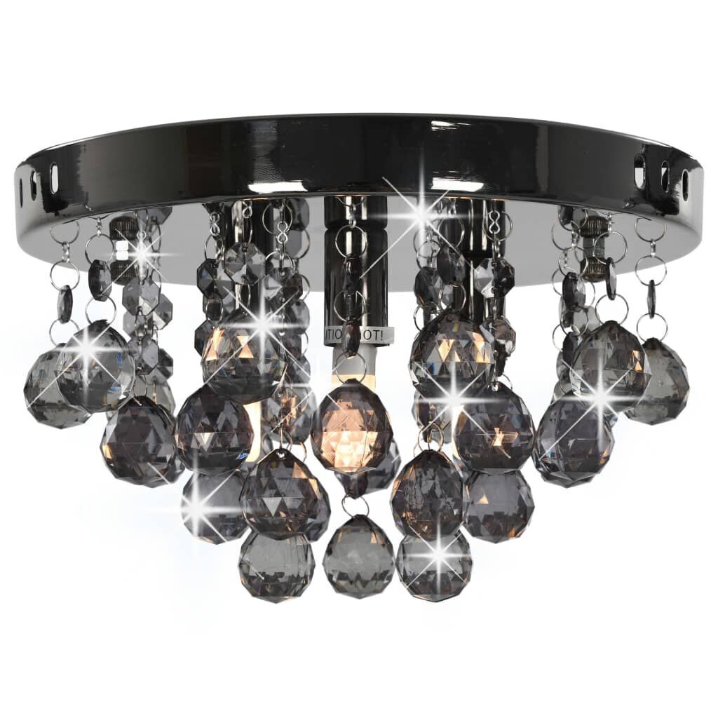 vidaXL griestu lampa ar dūmakainām pērlēm, melna, apaļa, G9 cena un informācija | Griestu lampas | 220.lv