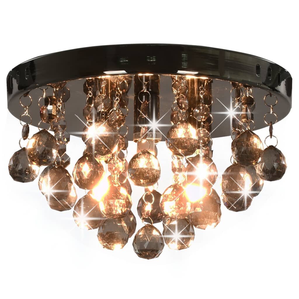 vidaXL griestu lampa ar dūmakainām pērlēm, melna, apaļa, G9 цена и информация | Griestu lampas | 220.lv