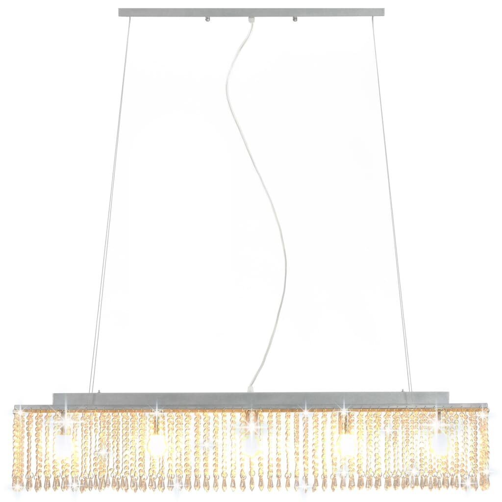 vidaXL lustra ar kristāla pērlītēm, 104 cm, E14, sudraba krāsā cena un informācija | Griestu lampas | 220.lv