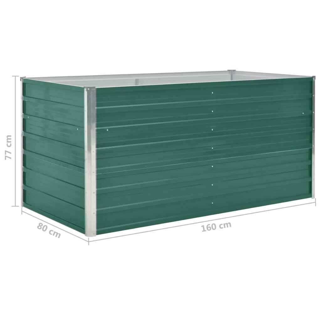 vidaXL puķu kaste, zaļa, 160x80x77 cm, cinkots tērauds cena un informācija | Puķu podi | 220.lv