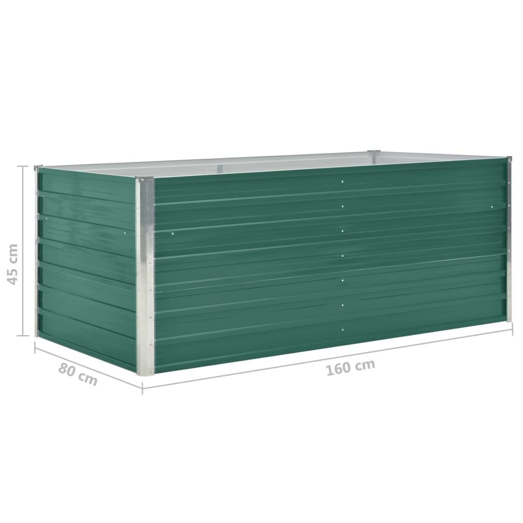 vidaXL puķu kaste, zaļa, 160x80x45 cm, cinkots tērauds cena un informācija | Puķu podi | 220.lv