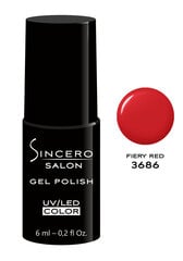 Gēla nagu laka "Sincero Salon", 6ml, FIERY RED, 3686 цена и информация | Лаки для ногтей, укрепители | 220.lv