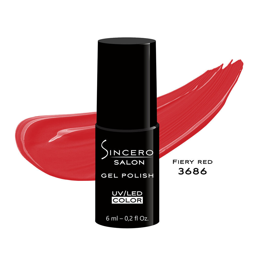 Gēla nagu laka "Sincero Salon", 6ml, Fiery Red 3686 цена и информация | Nagu lakas, stiprinātāji | 220.lv