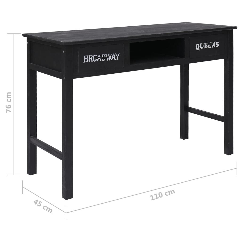 vidaXL konsoles galdiņš, 110x45x76 cm, melns, koks cena un informācija | Žurnālgaldiņi | 220.lv