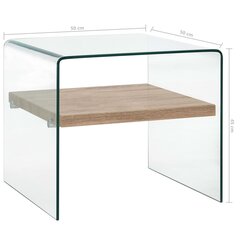 vidaXL kafijas galdiņš, 50x50x45 cm, caurspīdīgs, rūdīts stikls цена и информация | Журнальные столики | 220.lv