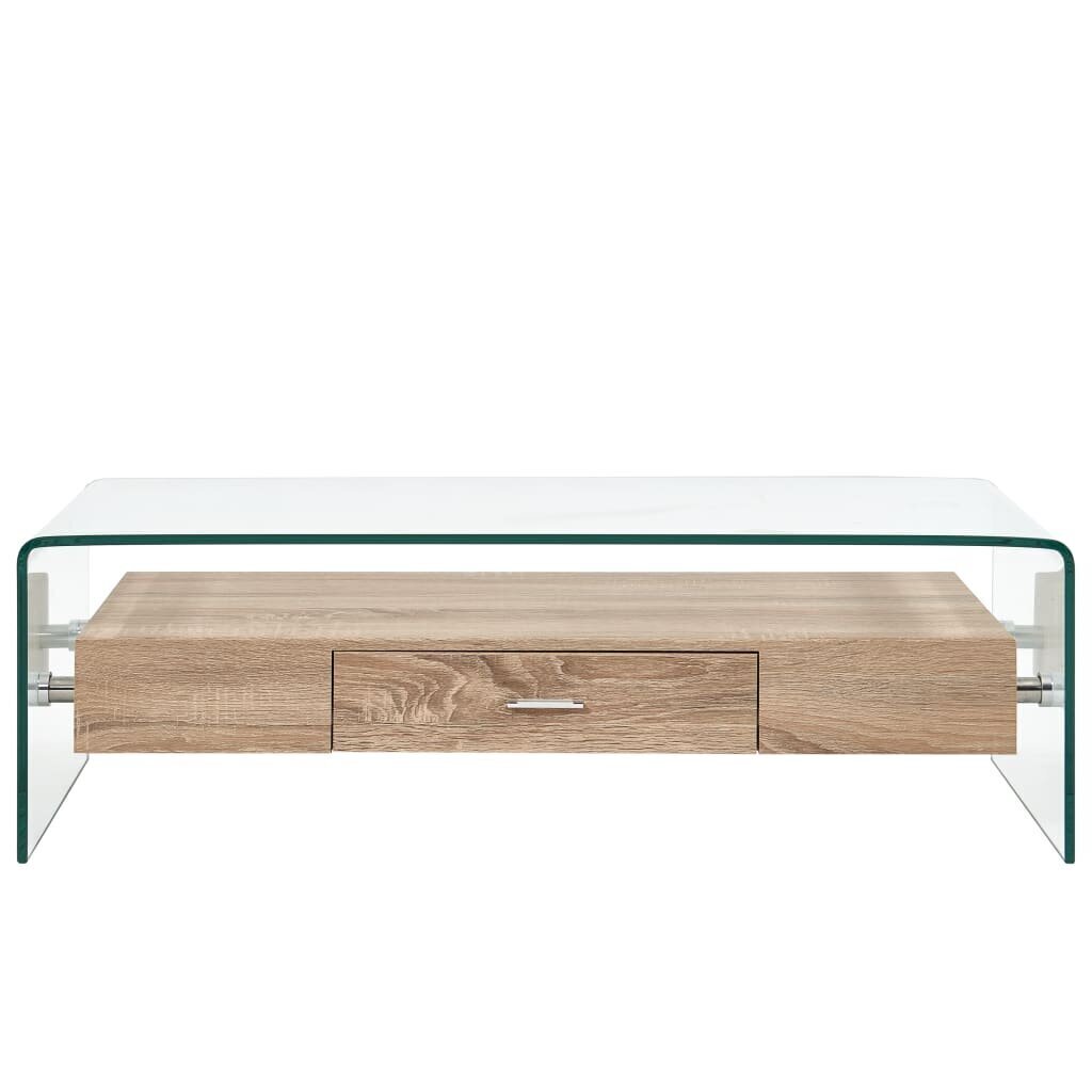 vidaXL kafijas galdiņš, caurspīdīgs, 98x45x31 cm, rūdīts stikls cena un informācija | Žurnālgaldiņi | 220.lv