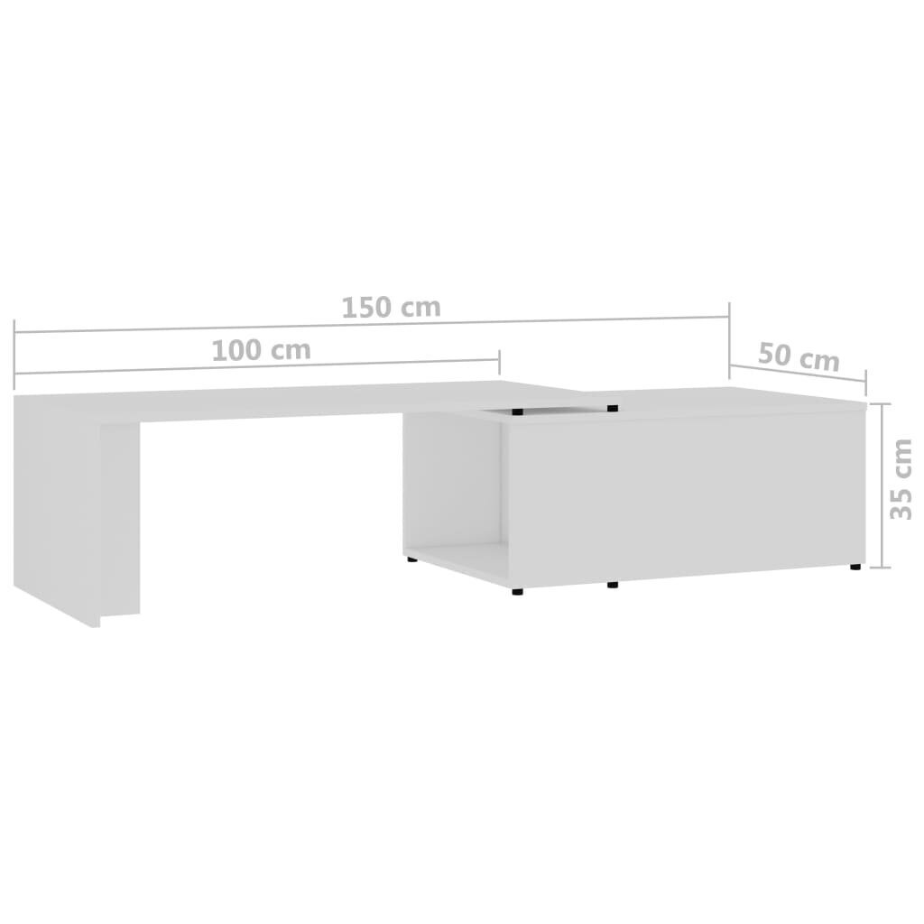 vidaXL kafijas galdiņš, balts, 150x50x35 cm, skaidu plāksne cena un informācija | Žurnālgaldiņi | 220.lv