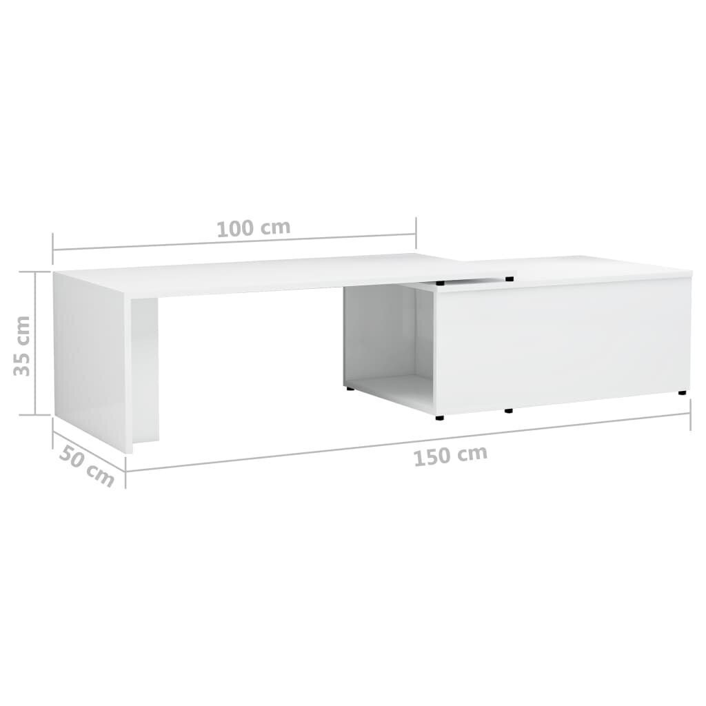 vidaXL kafijas galdiņš, spīdīgi balts, 150x50x35 cm, skaidu plāksne cena un informācija | Žurnālgaldiņi | 220.lv