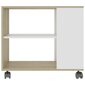 vidaXL galdiņš, balta, ozolkoka krāsa, 70x35x55 cm, skaidu plāksne cena un informācija | Žurnālgaldiņi | 220.lv